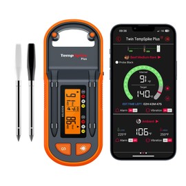 ThermoPro TempSpike Plus 600ft Wireless Meat Thermometer with 2 Color-Coded Probes, Bluetooth Meat Thermometer Wireless with LCD-Enhanced Booster for Food Cooking Grill Smoker