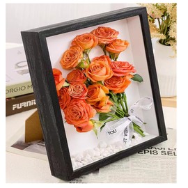 GSHUR 3D Shadow Box (22 x 22cm) Deep Frame for Objects up to 6.5 cm Object Frame for Filling, 3D Display Box for Objects Photos Artworks Memories Flowers Crafts (black,5cm)