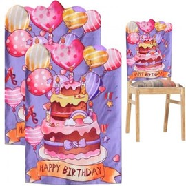 Focenat 2 Stück Geburtstagstorte Stuhlhussen, Stuhl überzug Geburtstagskerze, Geburtstag Stuhlhussen Kinder, Geburtstags Stuhlhusse Bunte, Geburtstag Stuhl Dekor Abdeckung für Zuhause,Party,Schule