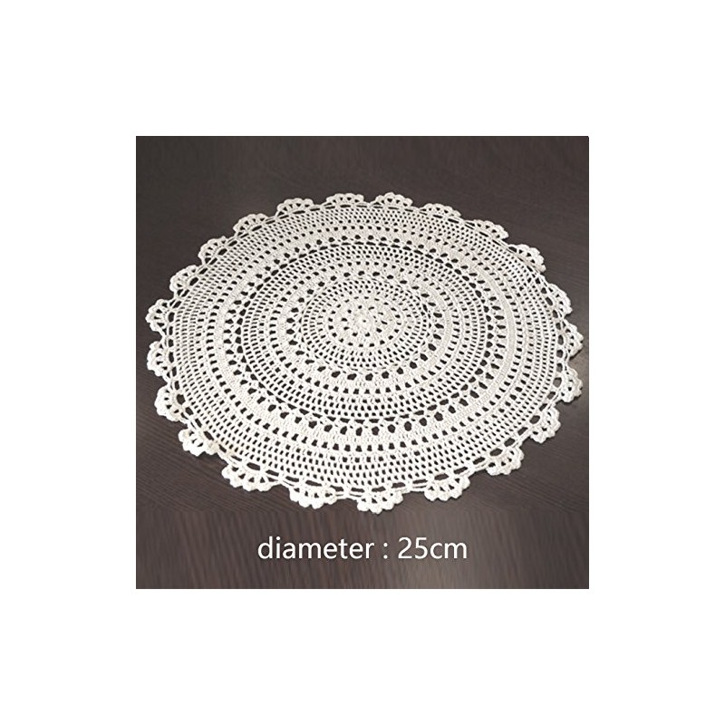 UOOOM 2 pcs Handmade Crochet Hollow Tablecloth Round Cotton Lace