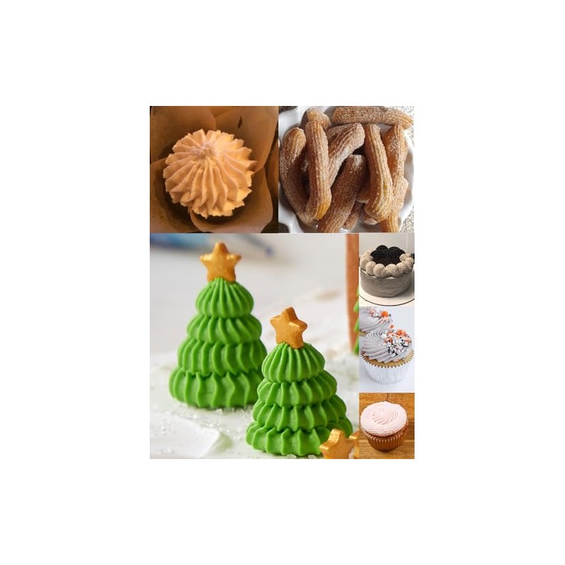 French Star Piping Nozzles for Eclairs,Churros,Shells,Flowers,& Scalloped Designs,3 Sizes