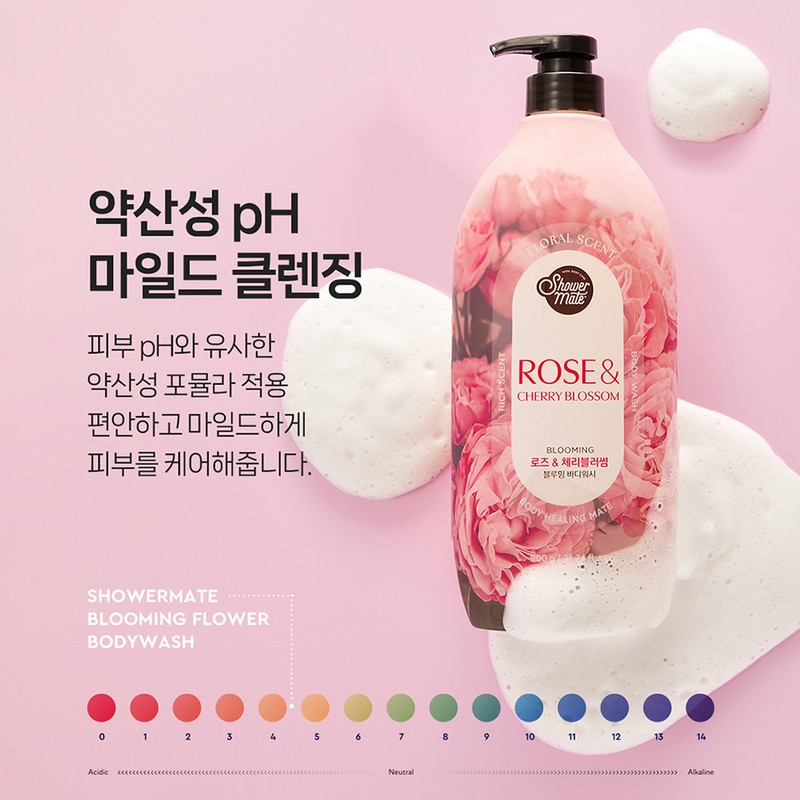 Shower Mate Blooming Body Wash Rose & Cherry Blossom, 900g,