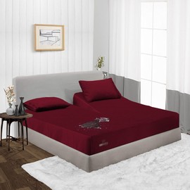 Split Top King Mattress Protector Waterproof Premiuim Quality Soft Zero Noise 18 Inch Deep Pocket Fitted Style 32 Inch Top Split Mattress Protector for Adjustable Bed Burgundy