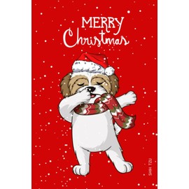 Merry Christmas Shih Tzu Dog Dabbing Notebook, Journal, Notes Christmas, Holiday Notebook: Wide Ruled Logbook, Christmas Notebook