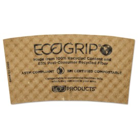 Eco-Products Ecogrip Hot Cup Sleeves - Renewable And Compostable, Fits 12, 16, 20, 24 Oz Cups, Kraft, 1,300/carton