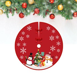Hanwin Christmas Tree Skirt 90cm, Red Christmas Tree Mat, Xmas Tree Skirts For Christmas Tree Decoration