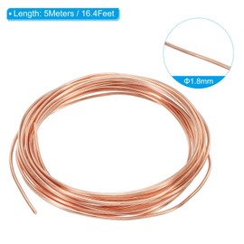 PATIKIL 16.4 Feet Solid Bare Copper Wire, 15 Gauge 99.9% Pure Copper Wire 1.8mm Soft Beading Wire Metal Plant Stem Ties for Jewelry Craft (5m)