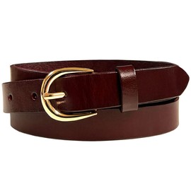Women's Dress Belt Casual Fashion Waist Skinny Belt 1"(25mm) wide, Multi-Style Options (Style 1 - Premium Leather Smooth Burgundy, 34)