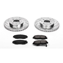 Power Stop K690 Front Z23 Carbon Fiber Brake Pads with Drilled & Slotted Brake Rotors Kit