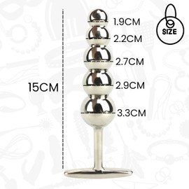 FOPS Beads Stainless Steel 15 cm Balls with 5 Balls Diameter 2-3.3 cm Chain Butt Plug for Beginners Women and Men A24