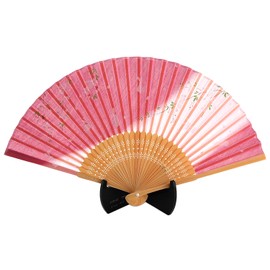 Luxurious 100% Silk Designer Fan, safety pink