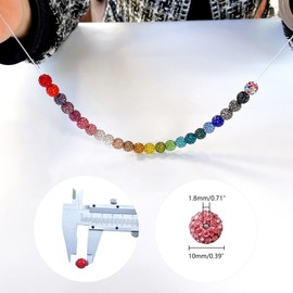 JEBBO 240pcs 10mm Rhinestone Beads for Jewelry Making, 24 Colors Sparkle Round Disco Ball Beads Bulk, Shiny Crystal Clay Diamond Beads for Bracelet Baseball Necklace Earring Crafting and DIY