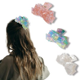 3 Pcs Medium Hair Clips, Hair Claw Clips for Thin Thick Curly Hair, Banana Clips for Women and Girls, Strong Hold bowknot Hair Accessories (Stylish Patterns)