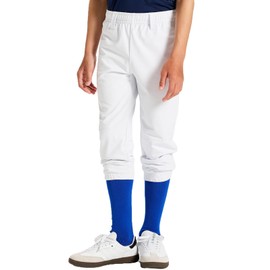DEVOROPA 2T/3T/4T/5T to Big Kids Youth Boys Baseball Pants Girls Softball Pants Fast Pitch Tee Ball Practice Pants Pockets White 10-11Years