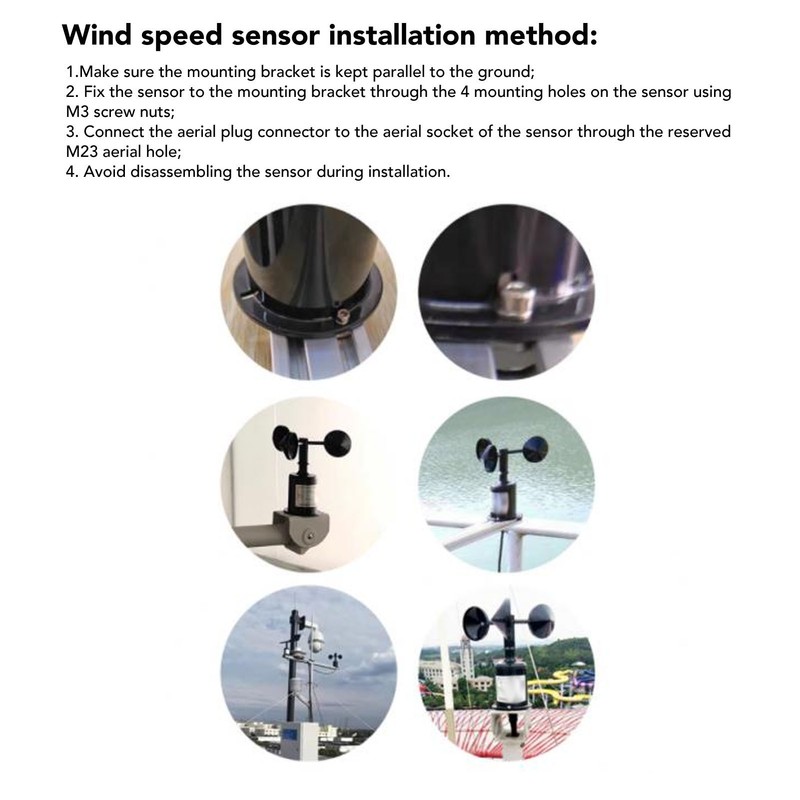 Wind Speed Monitoring Sensor with 0.8m Cable 3 Blade High
