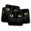 4 Set - Black Cat Drinks Coaster - Spooky Kitten
