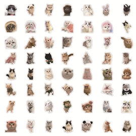 LEEQ Funny Cat Dog Sticker Set - Cute Cat Stickers Waterproof Vinyl Stickers Aesthetic Stickers for Cat Lovers Water Bottles Scrapbook Phone (120 Pieces)