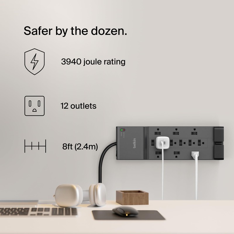 Belkin Surge Protector Power Strip w/ 12 AC Outlets &