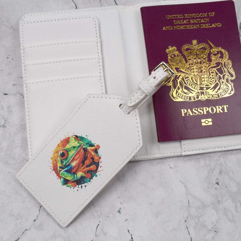 Azeeda 'Tree Frog' Passport Cover & Luggage Tag Travel Set