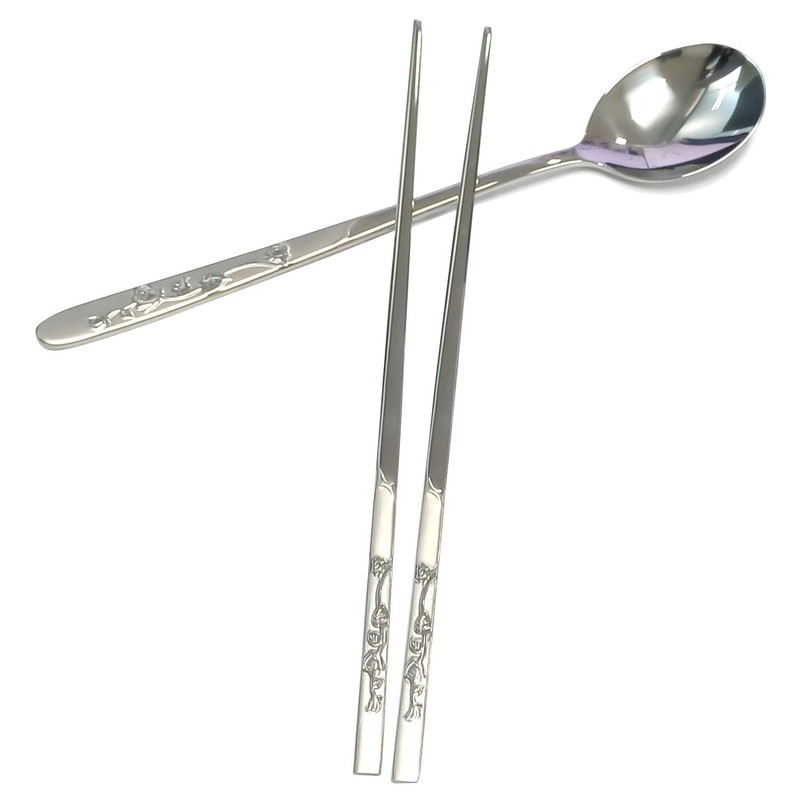 SUPIA Korean Traditional Cutlery Stainless Steel Spoons and Chopsticks Set