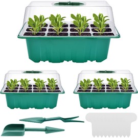 Mini Greenhouse Propagation, Pack of 3 Indoor Greenhouse Propagation Box, Seedling Starter Trays, Greenhouse Propagation Trays with Lid Ventilation, Propagation Set with 2 Coconut Soils for Seedling