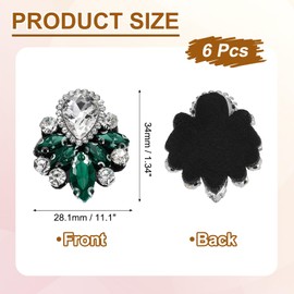 sourcing map 6Pcs Handmade Beaded Patches, Glass Crystal Rhinestone Appliques Vintage Sew on Beaded Patch for Clothing DIY Sewing Accessories, Malachite Green