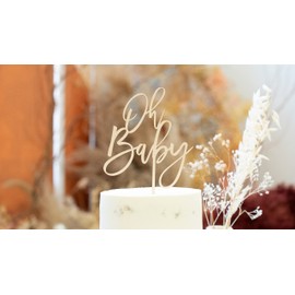 LS Designs - Decoración para tarta de baby shower para bebé (acrílico, 5 1/4 pulgadas x 7 3/4 pulgadas), color dorado