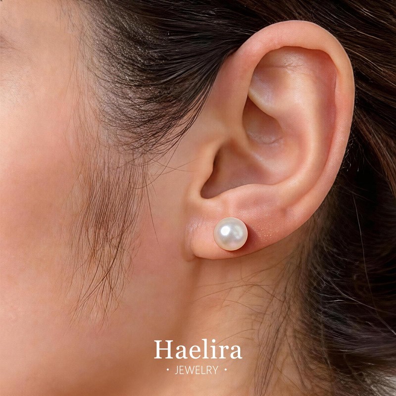 Haelira 3 Pairs Pearl Stud Earrings S925 Sterling Silver Hypoallergenic