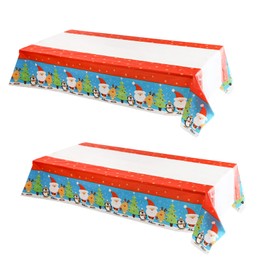2pcs Christmas Table Cloth Disposable Red Paper Tablecloths, 137*274cm Rectangular Red Plastic Tablecloth Disposable Tablecloths for Parties,Xmas,Wedding,Picnic,Hen,Boys Girls Birthday Table Covers