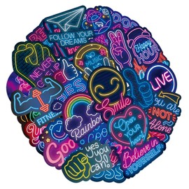 Neon Motivational Stickers 100 Pcs Inspirational Sticker Pack,Neon Positive Affirmation Quote Design,Waterproof Vinyl Stickers for Laptop Phone Journal Water Bottles Diary Guitar Scrapbook Planner et
