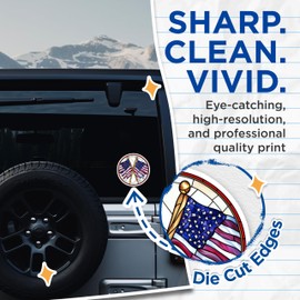 (2 Pack) American Flag Stickers - Patriotic Symbol - USA Decals - 5" On Longest Side - Sticks to Smooth Flat Surfaces - Made in USA - BMCS10544