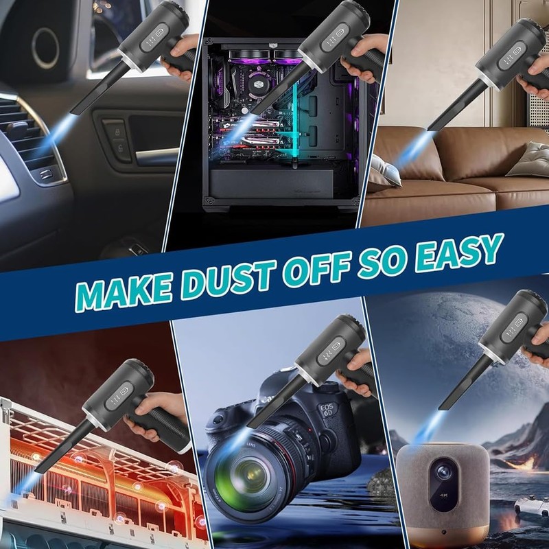 Snblzhef 2-in-1 Electric Compressed Air Duster, Cordless Air Duster and