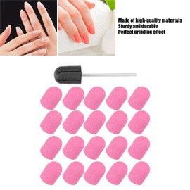 Nail Art Sanding Cap, Nail Drill Block Grinding Cap, Polishing Head Sanding Bands Set Polisher Sand Manicure Pedicure Tool (10 x 15 mm) (Pink)
