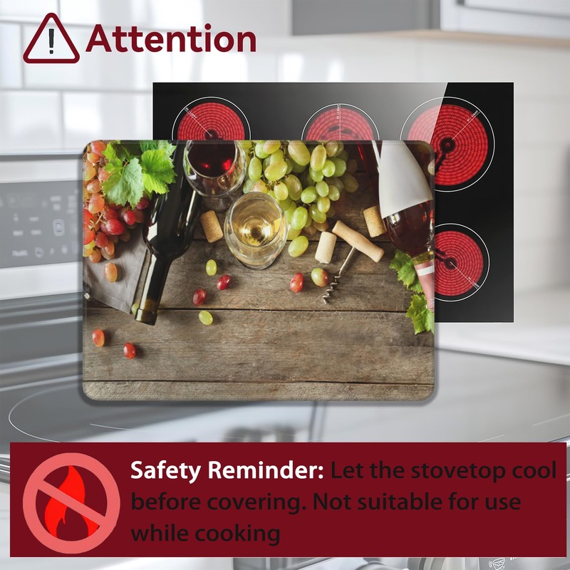 Electric Stove Top Cover Protector,Red Wine Grapes Glass Flat Top