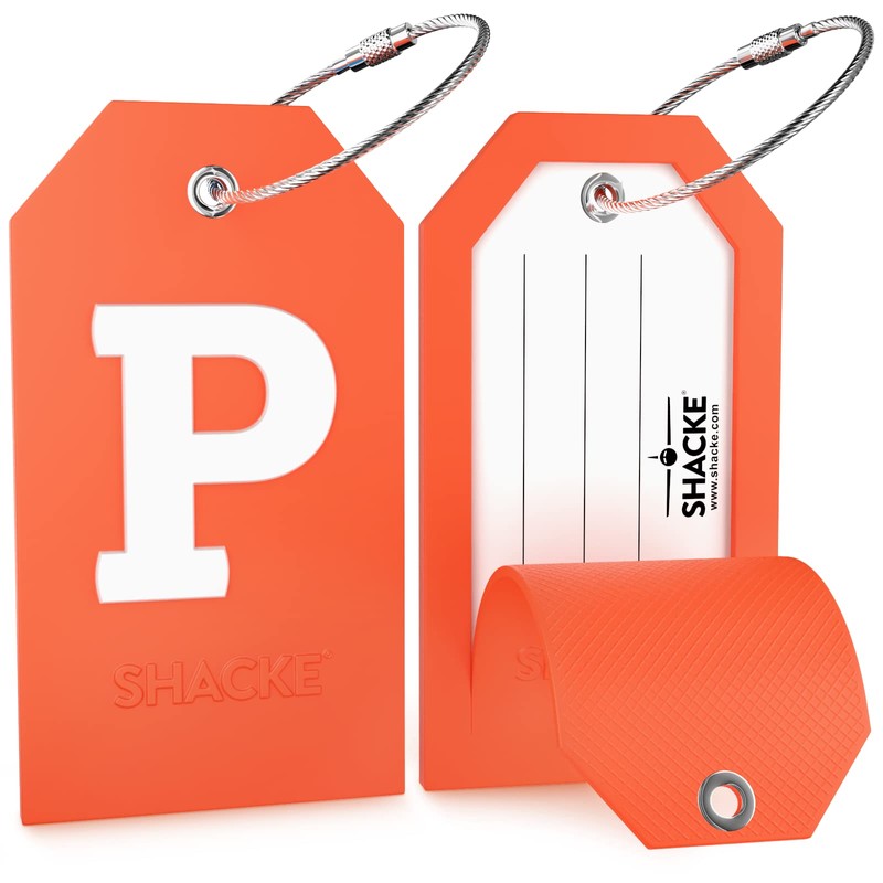 Initial Luggage Tag with Full Privacy Cover and Stainless Steel