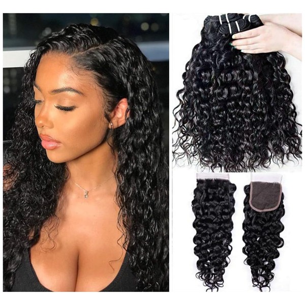 12A Water Wave Bundles with Closure Brazilian Virgin Wet and
