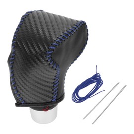 VekAuto 1 Pc Gear Shift Knob Cover for Volkswagen Golf 2010-2011 Anti-Slip Faux Leather Black Carbon Fiber Blue Stick Shifting Handle Protector