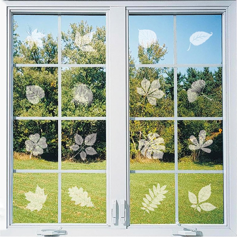CONGGUAN 26 Pcs Leaf Shape Anti-Collision Window Decals Bird Strike