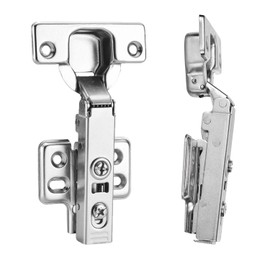 Luokim 2pcs Full Overlay Cabinet Hinge Frameless Concealed Door Hinges European Soft Closing Four-Hole Mounting Plate Hinges Nickel Plated Finish