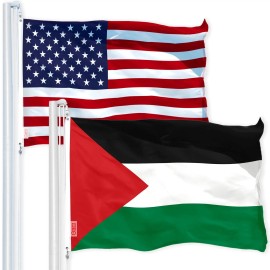 UD_G128 Combo Pack: USA American Flag 3x5 Ft 150D Printed Stars & Palestine Flag 3x5 Ft 150D Printed