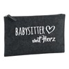 Huuraa Kulturbeutel Babysitter mit Herz Geschenk 1 Liter Charcoal Filz