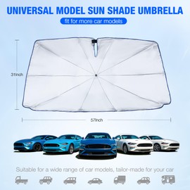 NEVERLAND Upgrade Umbrella Sun Shade for Car Windshield - Superior UV Protection, Portable Foldable Design, Durable & Tear-Resistant, Quick Installation,Sun Blocker for Car (57" L x 31" W)