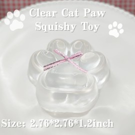 2.76 Inch Cat Paw Squeeze Toy - Handmade Glitter Transparent Paw, Cute Soft Stress Relief Fidget Toy Suitable for Adults