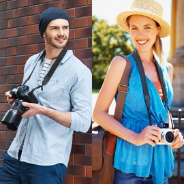 FIEIL Neck Strap Silicone Camera Straps - Padded Camera Strap, 1.5" Wide Adjustable Nylon Shoulder Strap - Compatible with Canon, Nikon, Sony, and More DSLR and Mirrorless Cameras (Black)