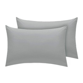 Housewife Pillow Cases 2 Pack Bedroom | Pillow Covers | Polycotton Plain Dyed Housewife Bedding Pillowcases Pair - 50x75cm (Grey)