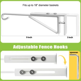 Adjustable Vinyl Fence Hooks for Hanging Plant Fit Fence Widths 0.8-3 Inch, Heavy Duty Fence Plant Hangers for Hanging Plants Bird Feeders, Lights, Basket Over The Fence Plant Hangers Outdoor 4 Pack