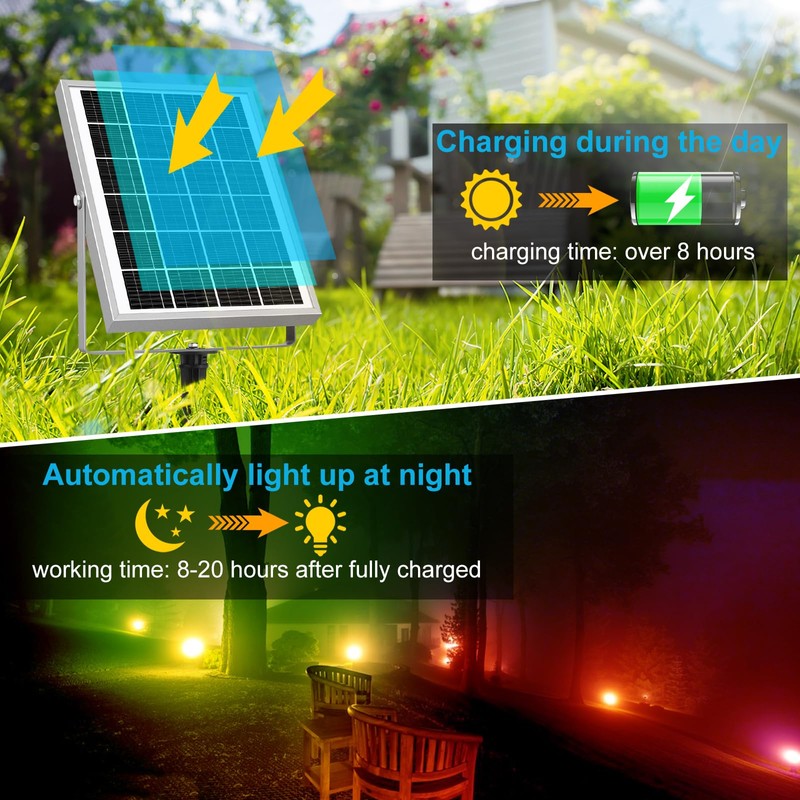 MEIHUA Solar Spot Lights Outdoor Color Changing, 6 in 1