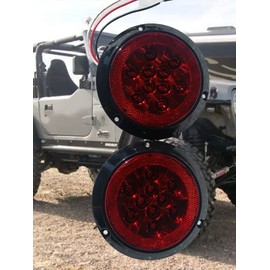 GCD (2)- 4" TJ YJ CJ MJ Wrangler RUBICON RED LED SURFACE MOUNT TAIL LIGHTS NO CUTTING EZ INSTALL