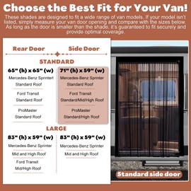 XCBYT Van Bug Screen Fits Standard Roof Mercedes Sprinter, Mid/High Roof Ford Transit, RAM ProMaster Van Window Covers with Magnetic Closure Car Window Screens for Camping for Sliding Doors (Middle)