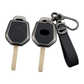 ontto Car Key Fob Cover Case fit for Subaru 2008-2023 Ascent BRZ Crosstrek Forester Impreza Legacy Outback Solterra WRX STI XV Key holder Metal Leather Shell bag keyring keychain accessories Black 2